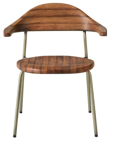 BassamFellows Штабелируемый стул из нержавеющей стали и дерева с подлокотниками Bicorn Cb-59 - Вид №1