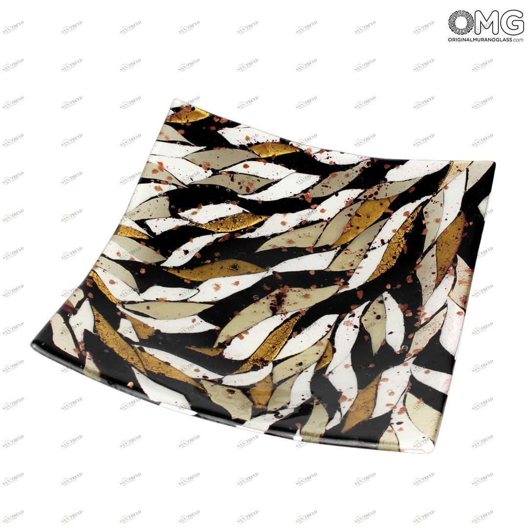 3148 ORIGINALMURANOGLASS Квадратное блюдце Нюанс - чёрное - Original Murano Glass OMG 8 см 