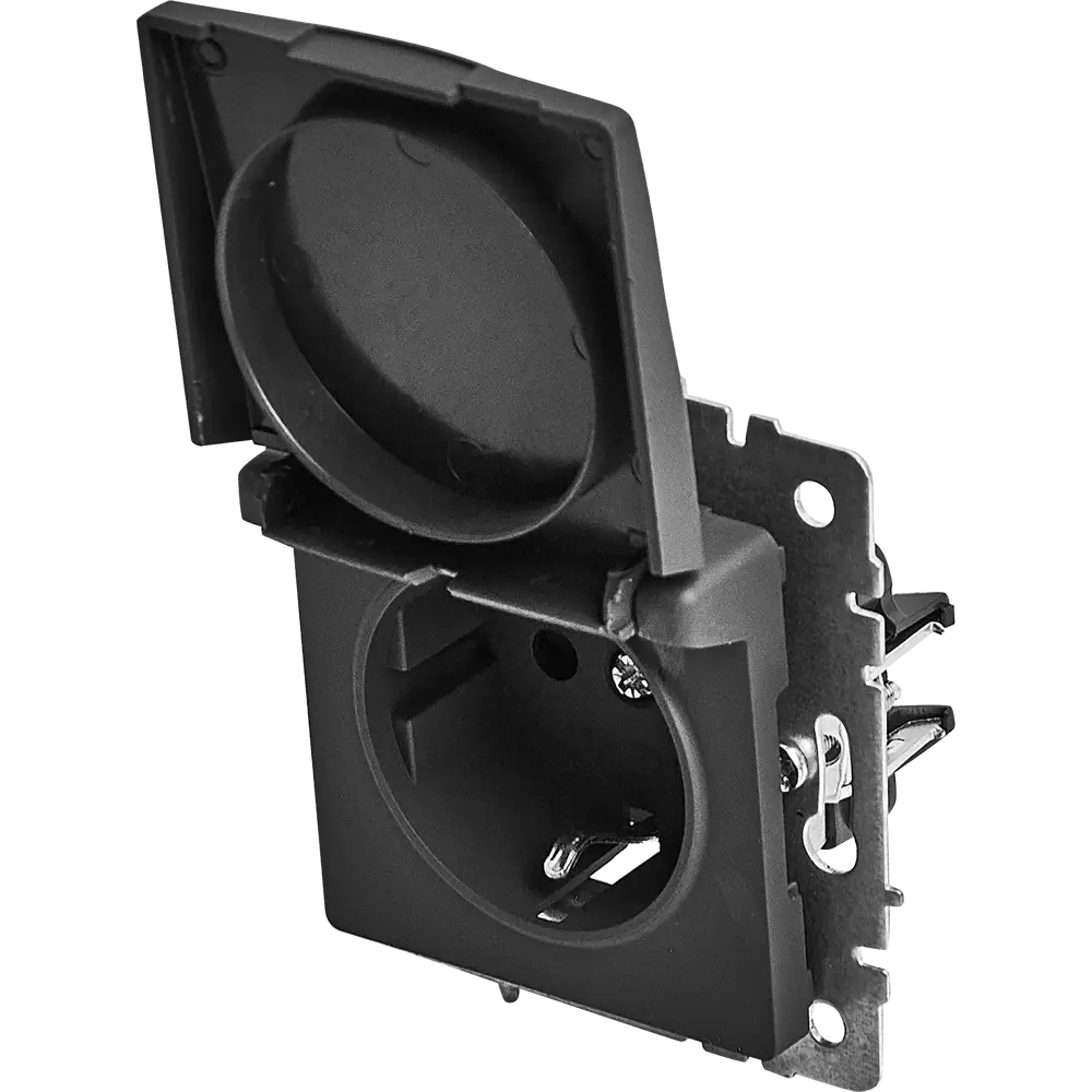 Розетка IEK Brite встраиваемая с защитными шторками, графит 87761576 STLM-1545123 - Вид №2
