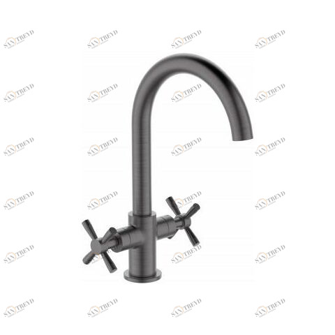 Orange Mia M34-821Gr двухзахватный смеситель для раковины/кухни с поворотным изливом, цвет: графит чёрный sun-id-1517291
