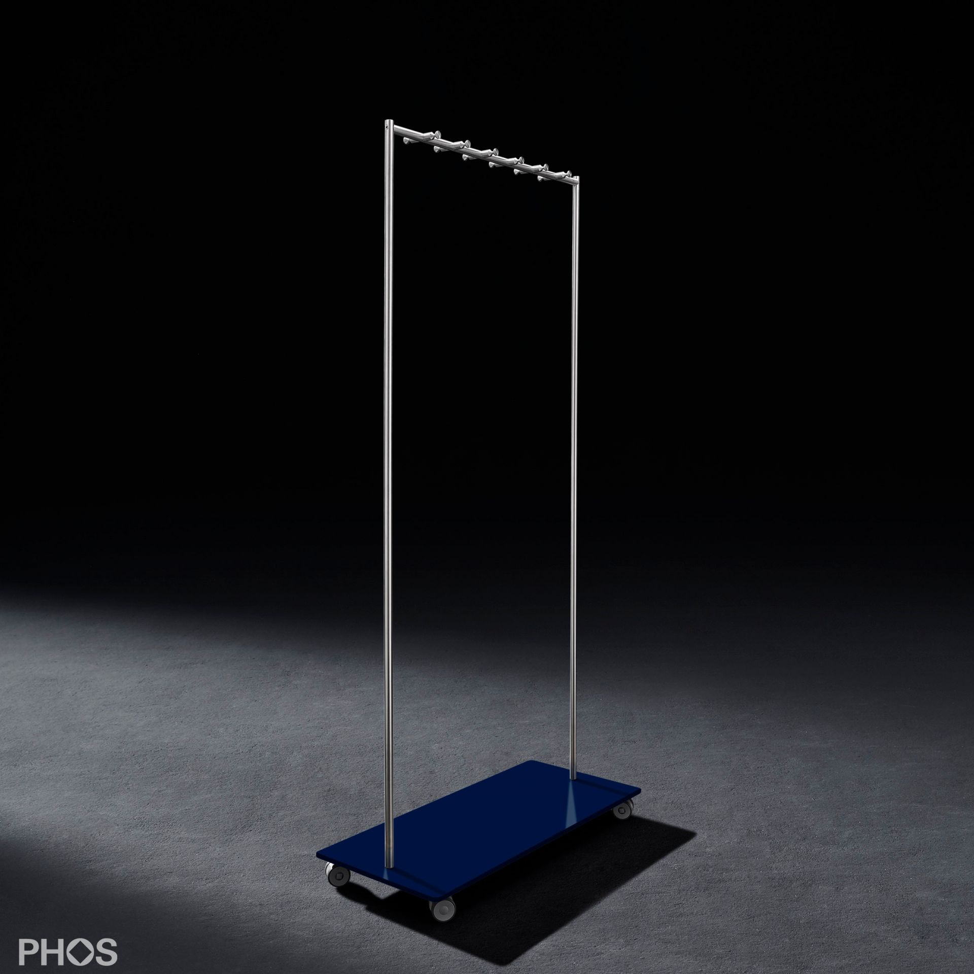 GW2-BPB Гардеробная тележка Twin Pur с 12 крючками для одежды, основание: синее. PHOS  - Вид №1