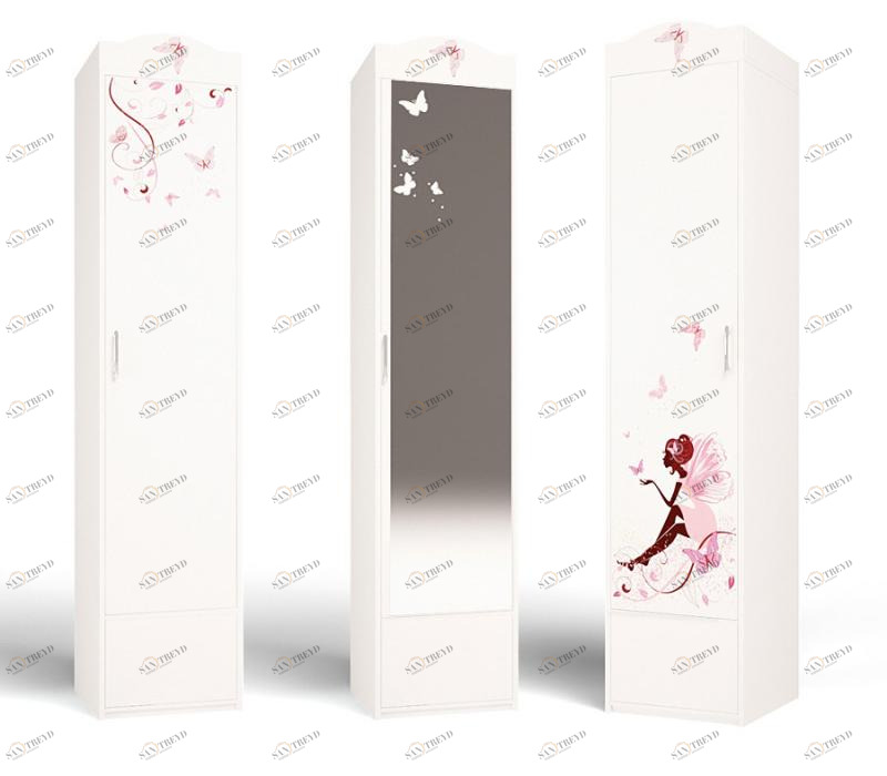 Шкаф ABC-KING с 1й дверью Фея 1 левый с бабочками 4631147959829