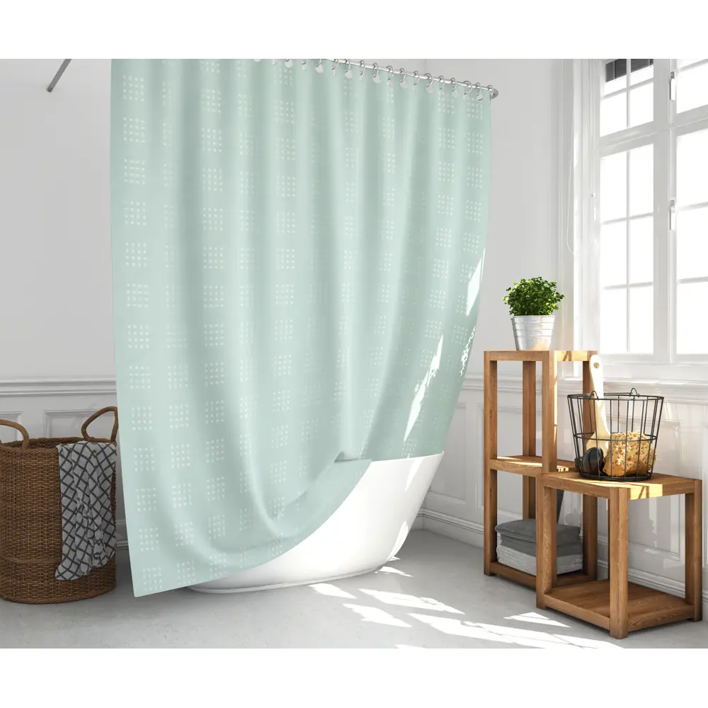 Штора для ванной Келвин 180x200 см полиэстер цвет голубой Santreyd STLM-2134982 - Вид №1