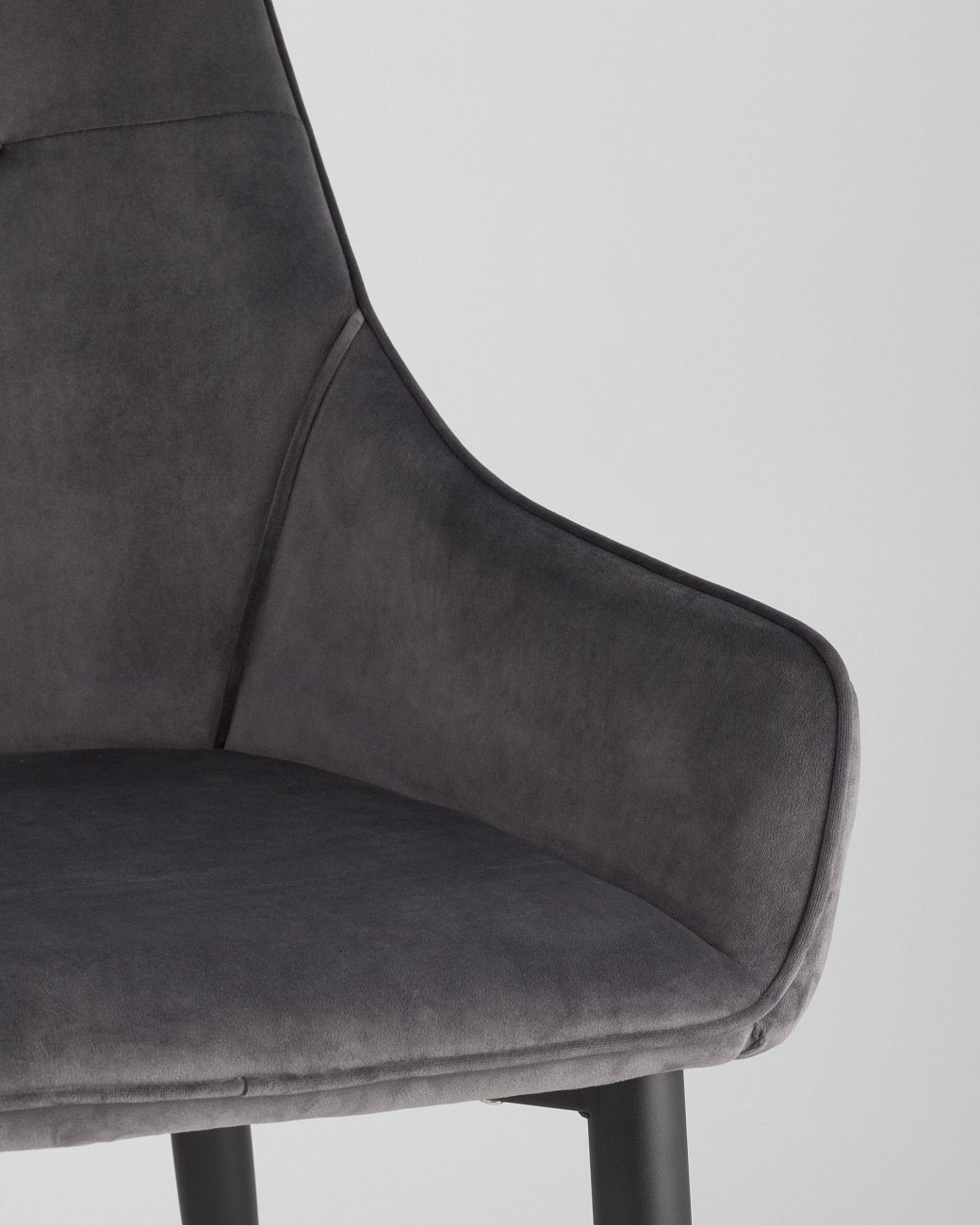 Стул с подлокотниками мягкий серый с черными металлическими ножками "Диана" STOOL GROUP ДИЗАЙНЕРСКИЕ 00-3881951 Серый  - Вид №6