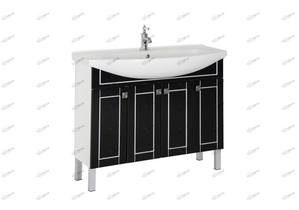 Тумба с раковиной Aquanet Честер 105 черный/серебро 0018609600183609