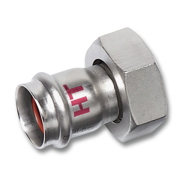 618359M221 SANHA 18359M пр.-фит. нерж., упл.фитон переход - ВР плоск. упл. 22x1 мм  - Вид №1