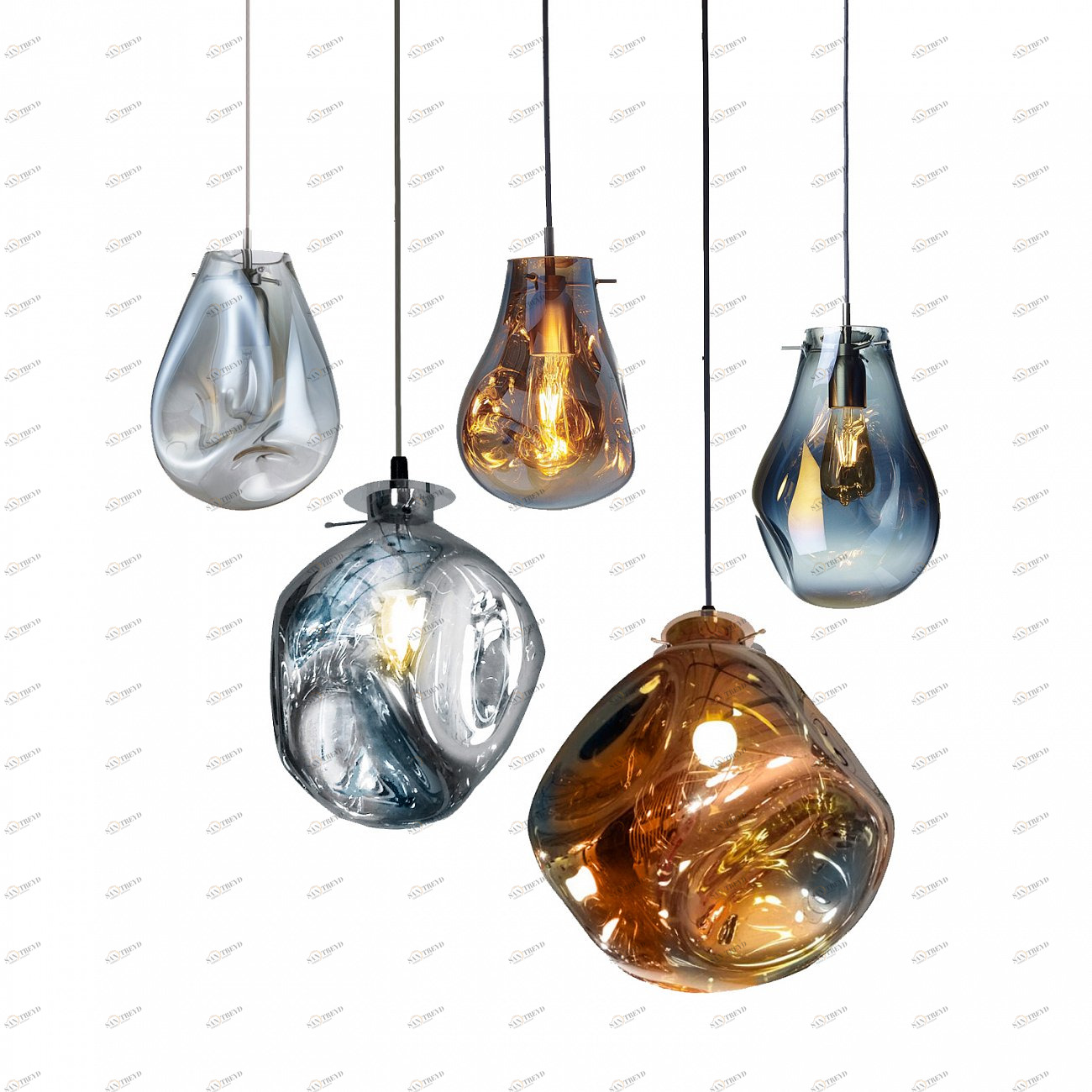 Светильник подвесной на 5 ламп 150х45 см голубой с янтарным Soap 5 9208P/5 comp.1 DELIGHT COLLECTION ДИЗАЙНЕРСКИЕ 00-3882332 Голубой;прозрачный 