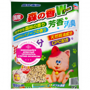 ПР0046983 Наполнитель для кошачьего туалета ультракомкующийся древесно-целлюлозный с кипарисом, 7л Japan Premium Pet