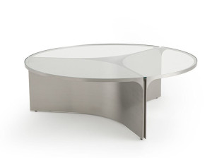 Круглый журнальный столик из нержавеющей стали и стекла