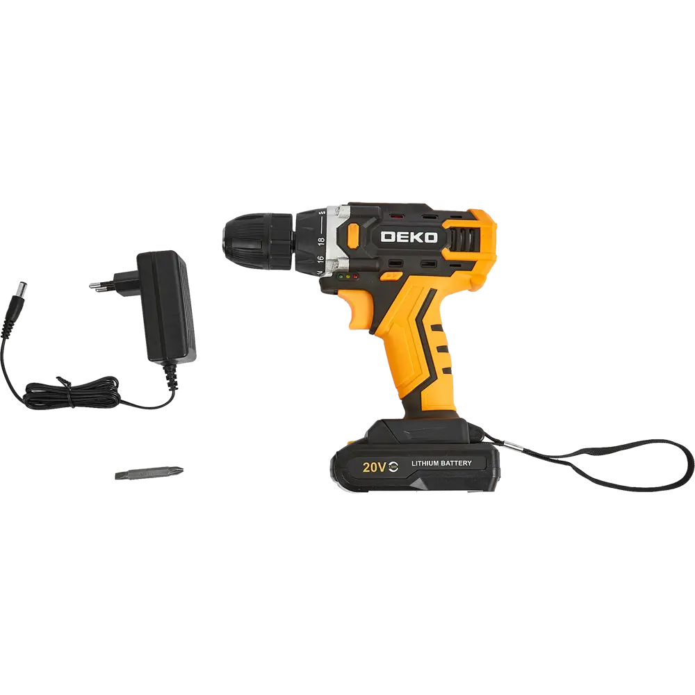 Дрель-шуруповерт аккумуляторная Deko DKCD20FU-LI, 20 В Li-ion 1x1.5 Ач 88035735 STLM-2110260  - Вид №4