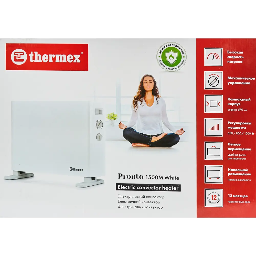 Конвектор электрический Thermex Pronto 1500M White с механическим термостатом 1500 Вт цвет белый 82745697 STLM-2114982  - Вид №4