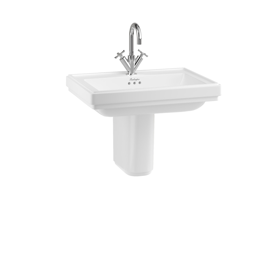 Burlington Riviera Квадратная чаша Riviera 650 мм с полупьедесталом Riviera с 2-мя отверстиями под смеситель RIV2 2TH - RIV7 