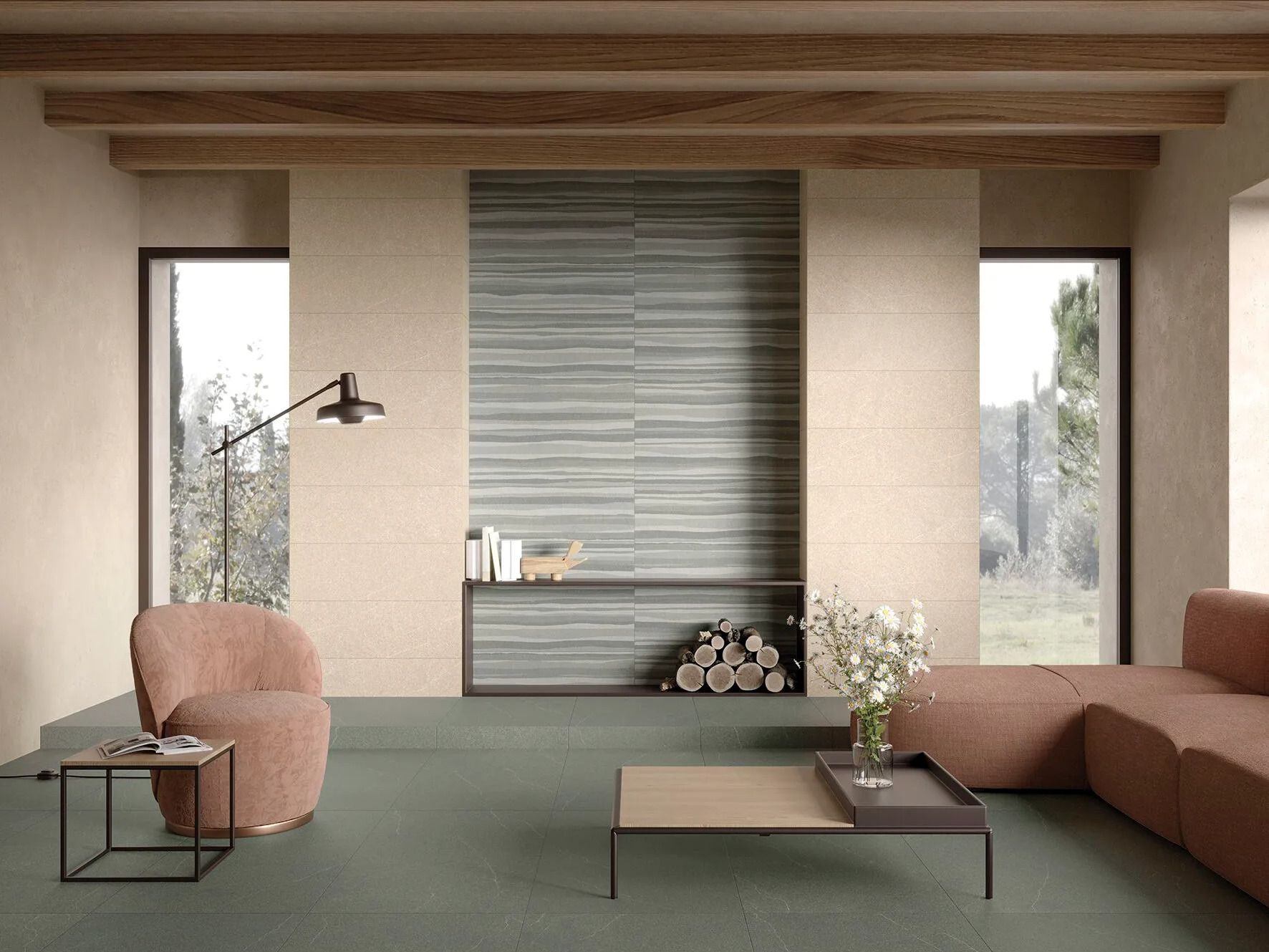 Пол / керамогранит с эффектом цемента MARINER Limeblend 30x90 ARCH-00080873