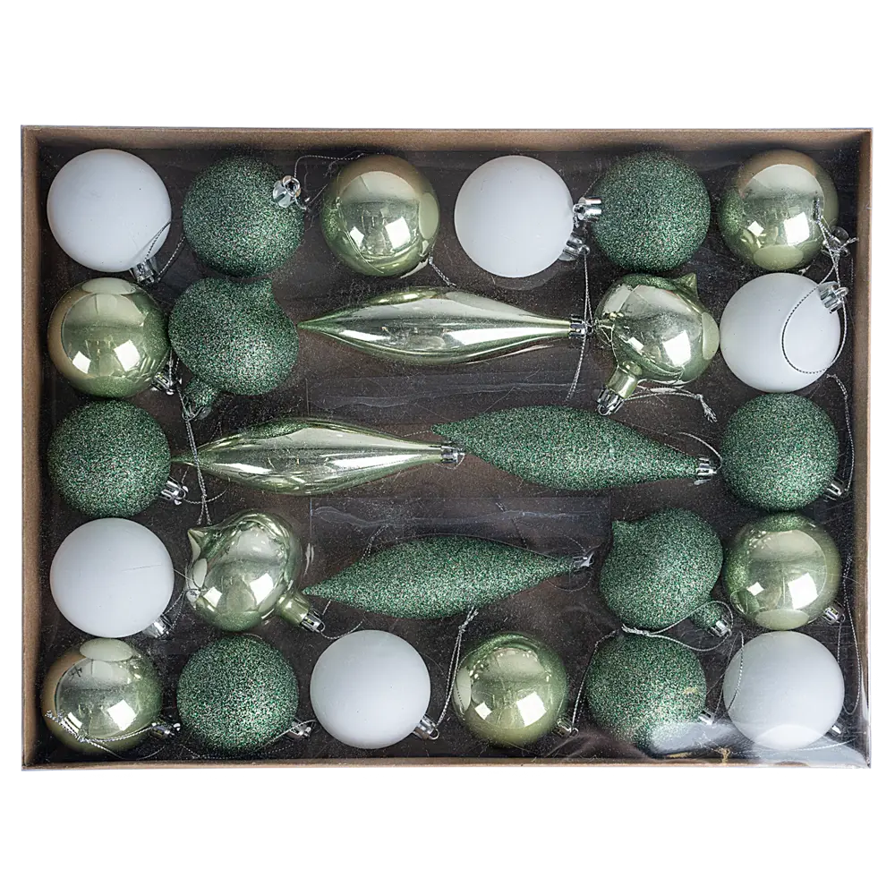 Набор елочных шаров KREAFORTA зеленый с блестками 26 шт 89420529 STLM-1580474 - Вид №2