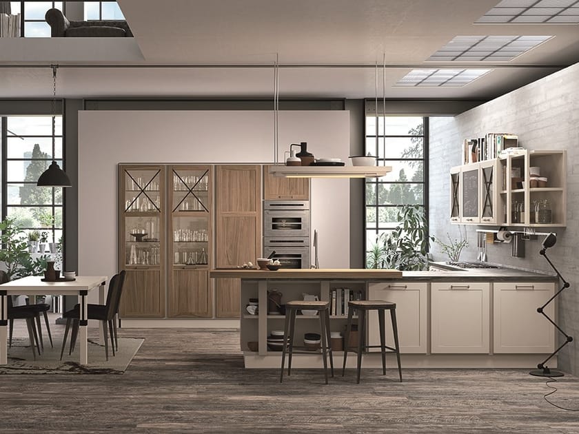 Деревянная кухня с полуостровом Cucine Lube Прованс ARCH-00067427