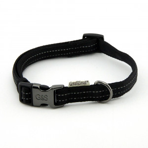 ПР0043594 Ошейник для собак со светоотражающей острочкой 15х300-450мм нейлон черный Great&Small