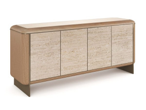 Шкаф из дуба и травертина с распашными дверями