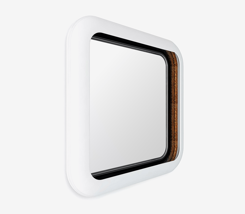 0-084 Кольцо квадратное белое зеркало Boca Do Lobo 