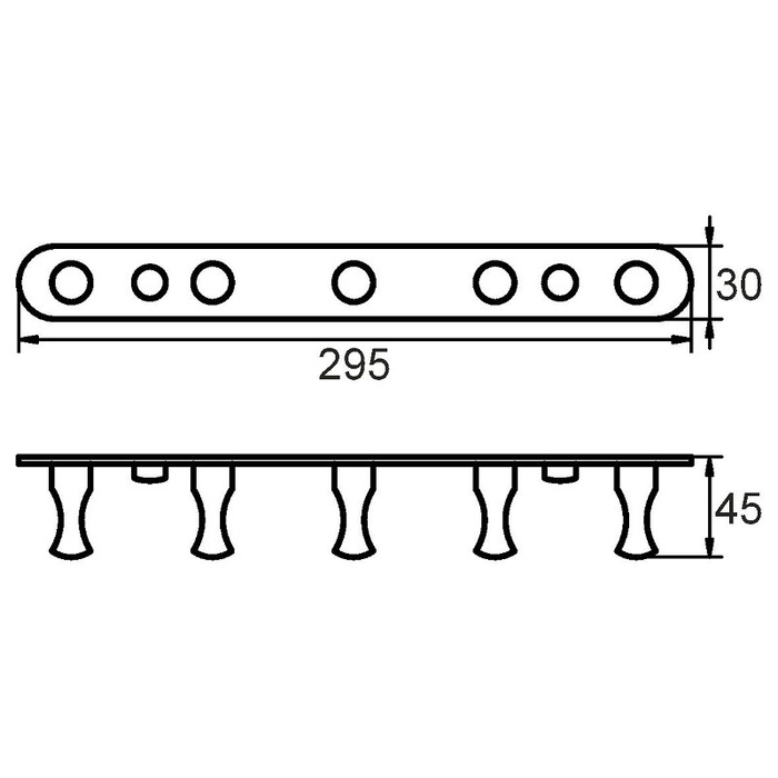 003SM50M41 Milardo Планки крючков Планка с крючками пятерная 003SM50M41 Россия  - Вид №1