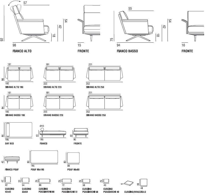 Verzelloni Диван-кресло со съемным чехлом из ткани Nilson sun-id-1435522 - Вид №9