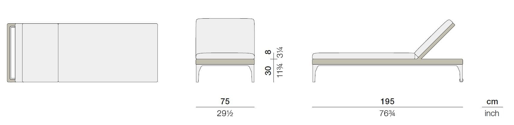 Садовая кровать с откидной спинкой из ткани DEDON MU ARCH-00078226 - Вид №3