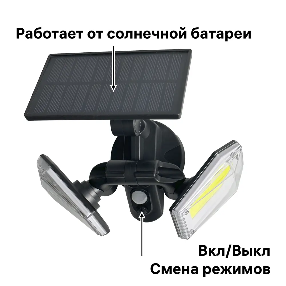 Светильник светодиодный уличный Duwi Solar LED на солнечных батареях 3 режима 25Вт 6500К 820Лм IP65 датчик движения черный STLM-2020817 - Вид №6