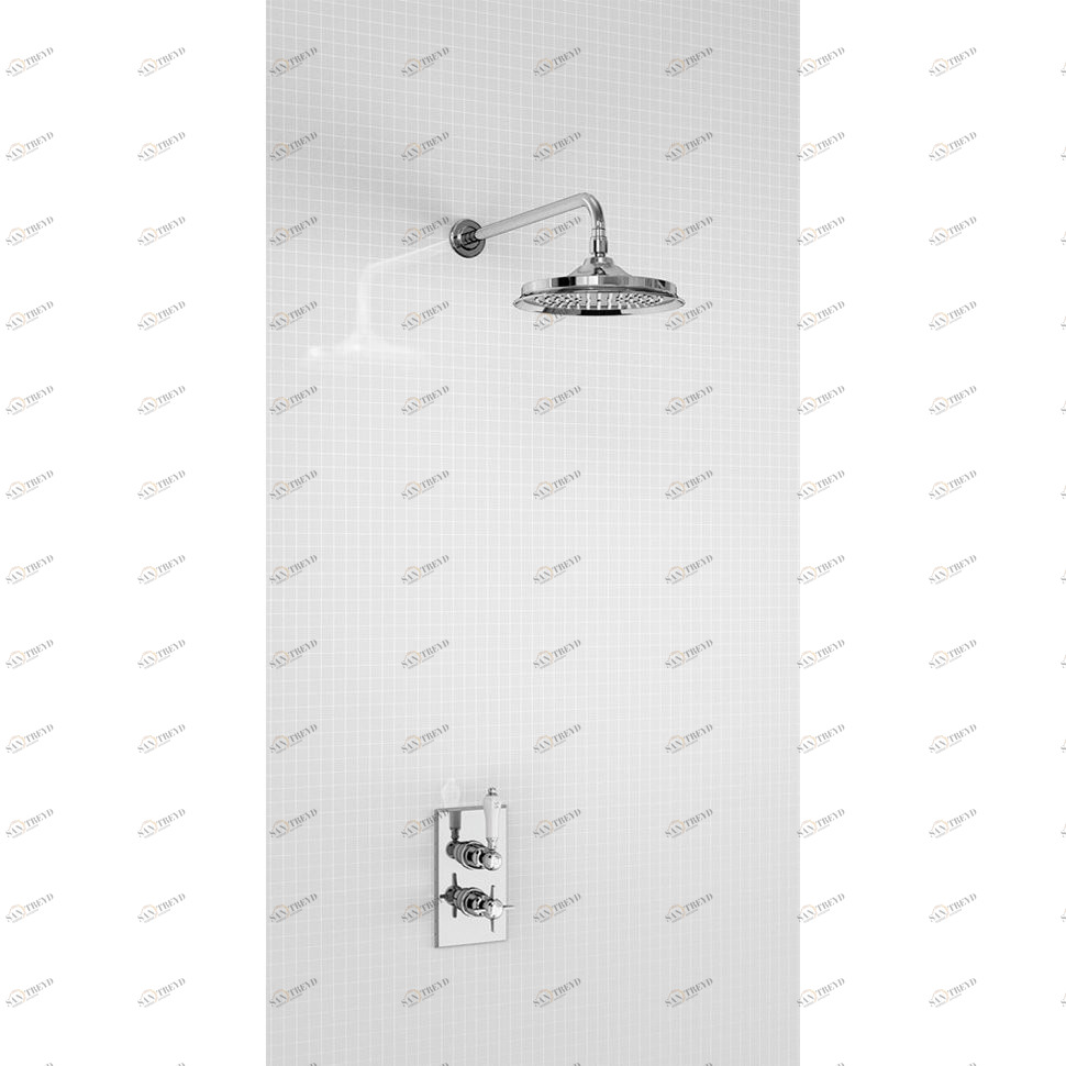 Душевая стойка с встроенным термостатом на 1 выпуск, верхняя лейка 9', ХРОМ [BARC73 CHR + V17] Arcade Burlington ARC73 CHR, V17/ARCV17 CHR