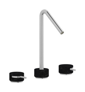 Смеситель для раковины на 3 отверстия с высоким изливом в комплекте с донным клапаном. WE ARE IB mr390ss_2 Brushed Nickel Marmo