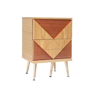 Прикроватная тумбочка с 2 ящиками коричневая Woo Twins WOODI  00-3965942 Бежевый;коричневый