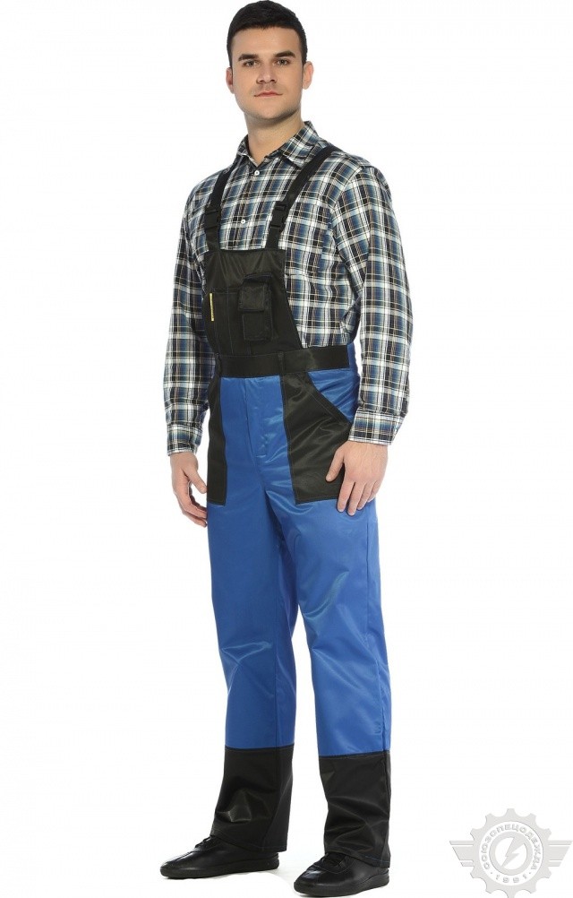 61475 Полукомбинезон "Мастер" василек-черный  Летняя спецодежда  размер 56-58/170-176  - Вид №2