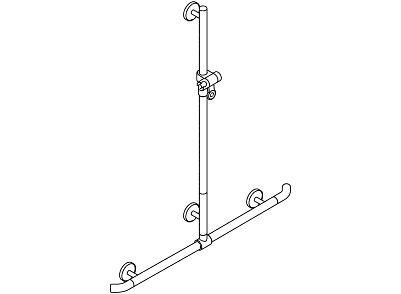 950.35.4S90 Поручень для душа со скользящим держателем для душа, нестандартная длина HEWI Greifen  - Вид №2