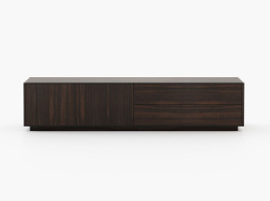 Деревянный шкаф для телевизора с выдвижными ящиками и дверцами