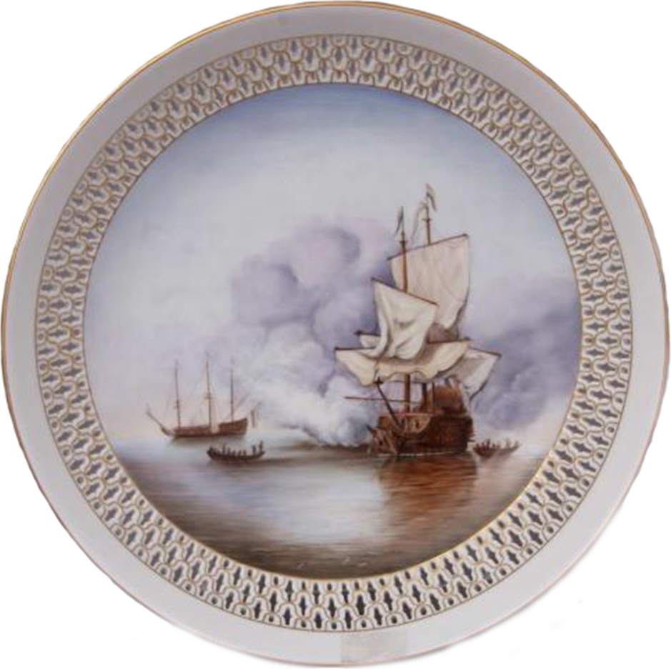 96583 Herend Тарелка настенная 25см "Морская битва" Фарфор 