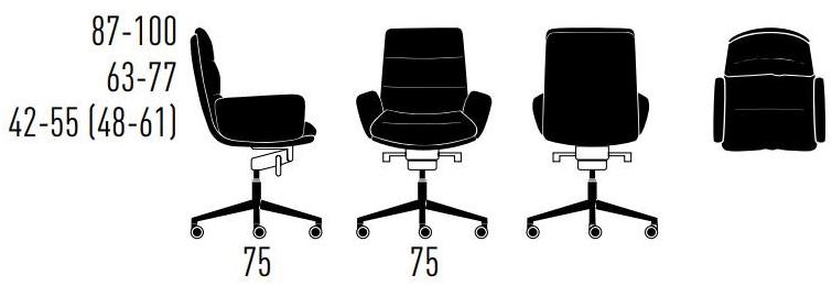 KFF Регулируемый по высоте 5-спицевый стул с подлокотниками Arva sun-id-1378470 - Вид №2
