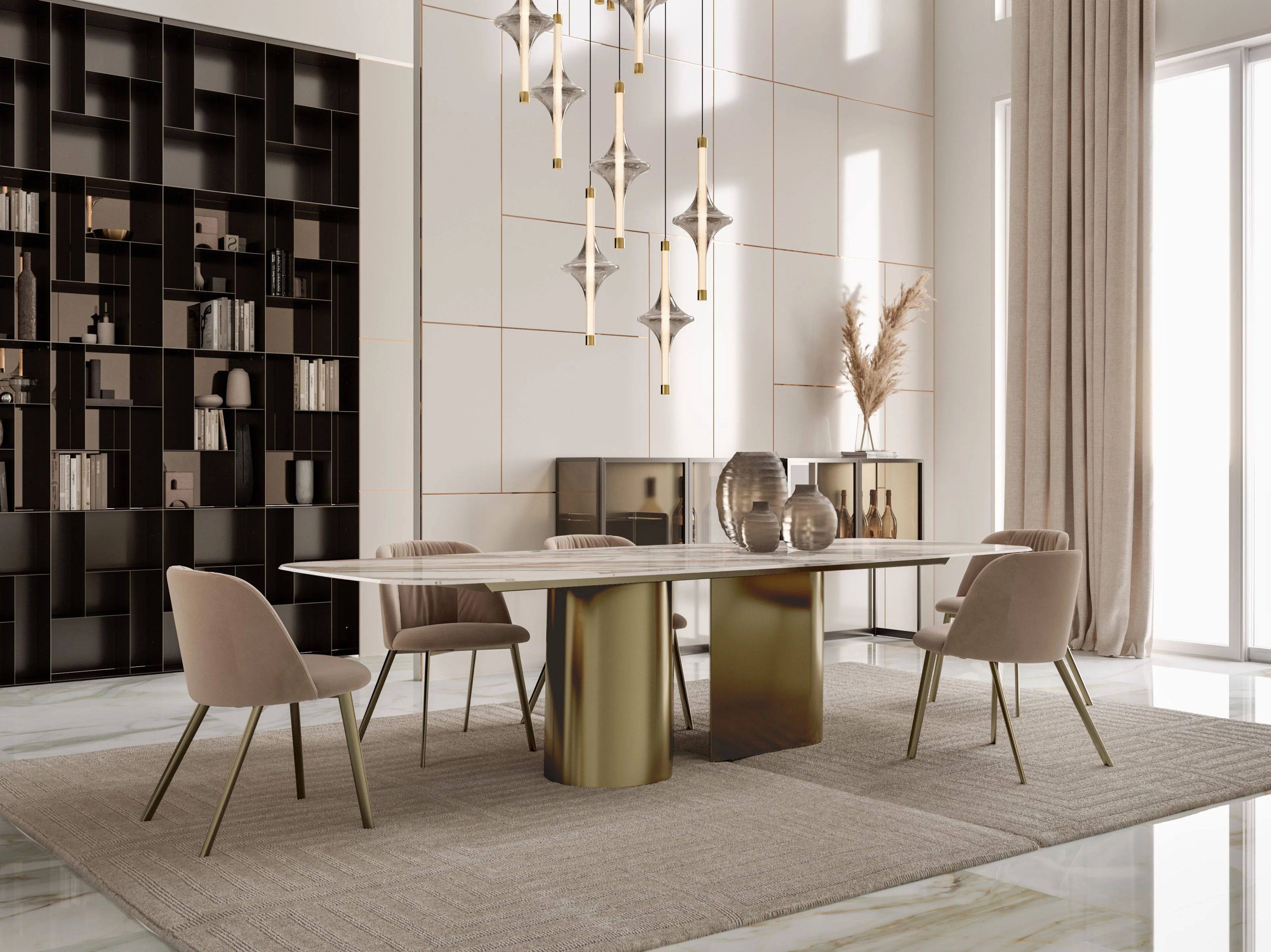 Обеденный стол из нержавеющей стали с столешницей SuperMarmo Bontempi Casa KIMONO ARCH-00146819 - Вид №2