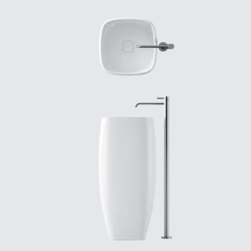 33230101.01 Напольная раковина 450х400х920 мм Alice Ceramica Nur OPEN без перелива без отверстием под смеситель Белый глянцевый - Вид №2