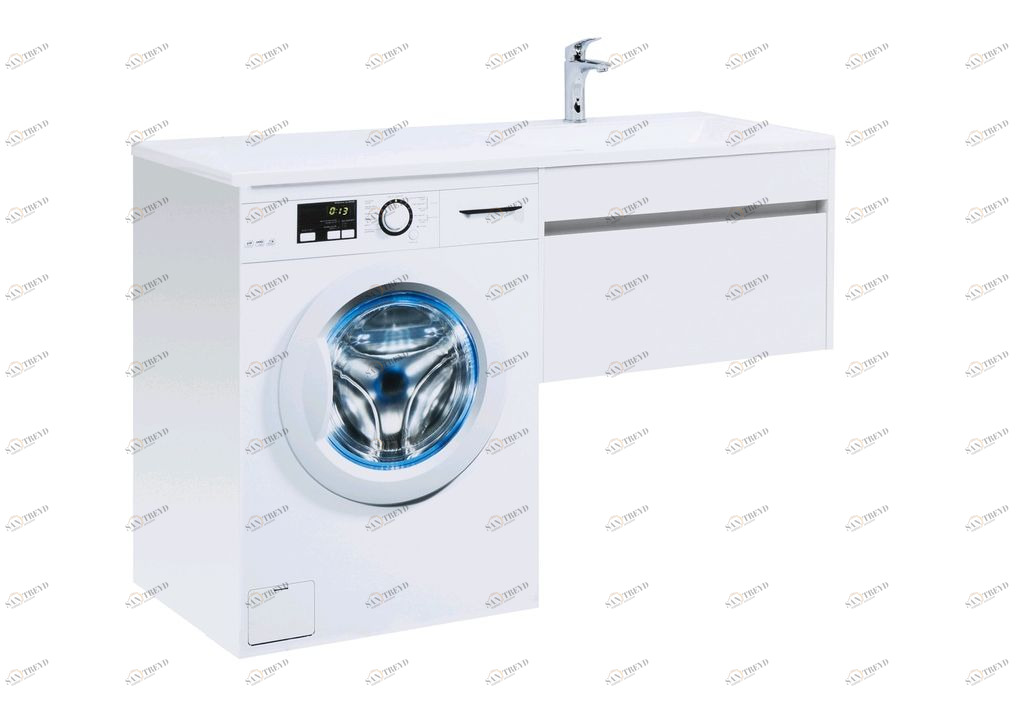 Тумба с раковиной Aquanet Токио 130 R белый (подвесная, 1 ящик) 0023691700235502