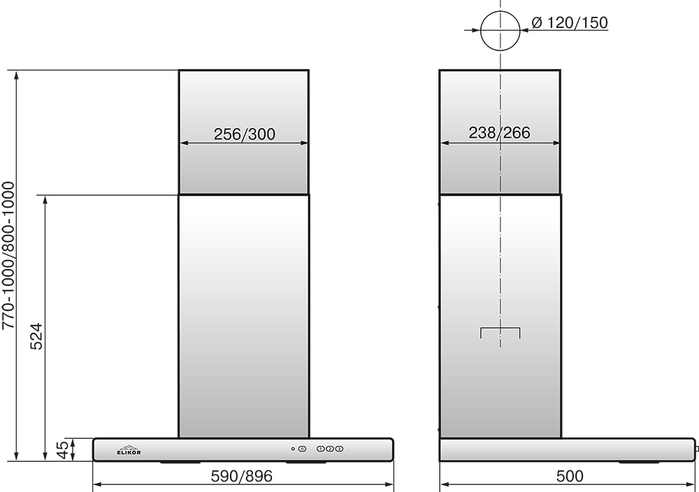 8120657 Вытяжка каминная ELIKOR Квадра 90П-650-К3Д черный STDN-0035421 - Вид №9