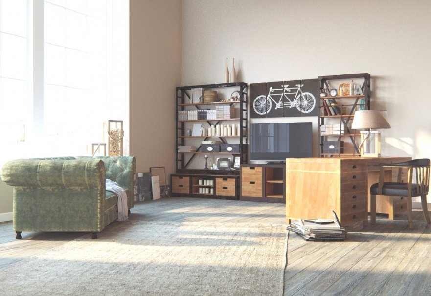 Письменный стол с ящиками деревянный, дуб Jordan FURNITERA ПИСЬМЕННЫЕ СТОЛЫ FURNITERA 120335 Дуб  - Вид №5