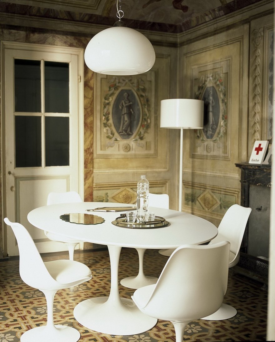 Обеденный стол круглый белый глянцевый 100 см Eero Saarinen Style Tulip Table SOHO DESIGN TULIP 131562 Белый - Вид №4