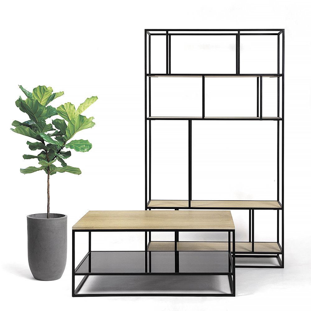 Стеллаж металлический, темный дуб Makella black INTELLIGENT DESIGN СТЕЛЛАЖ MAKELLA 260747 Коричневый;черный  - Вид №1