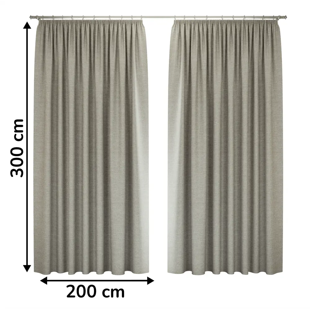 Комплект штор на ленте Нола 200x300 см цвет серо-бежевый MIAMOZA STLM-2154923 - Вид №1