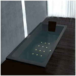 Ванна Gruppo treesse Quadra 170 V072C-DX-CZ чёрная с золотой фурнитурой аэромассажем прямоугольная встроенная правая