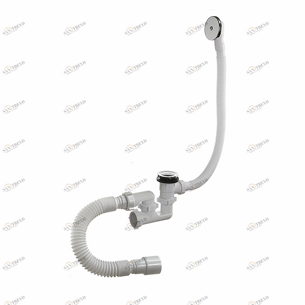 Сифон для ванны 1 1/2 40 регулир., клик-клак, с переливом и гиб.тр.40/50  А-25089 (О)  А-25089 ОРИО 151679