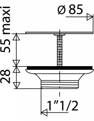 700100 000 00  Сливная решетка без перелива для мойки Д. 60 мм, зажим 0/55 мм, NF, нержавеющая сталь Valentin Сталь  - Вид №2
