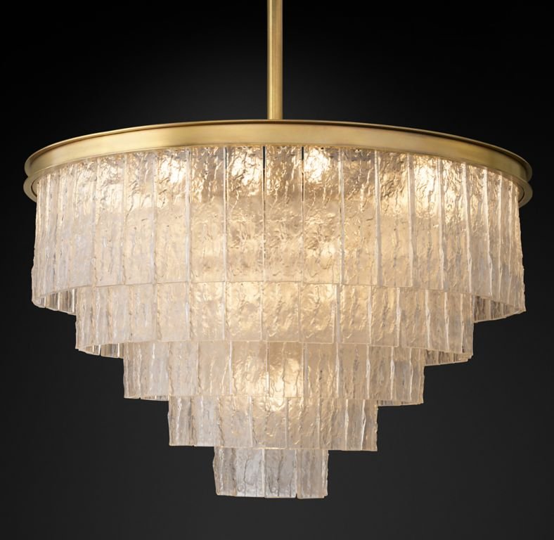 Люстра стеклянная на 10 ламп 55х82 см латунь Glace KG0998P-10R brass DELIGHT COLLECTION ДИЗАЙНЕРСКИЕ 00-3883098 Золото;прозрачный  - Вид №1