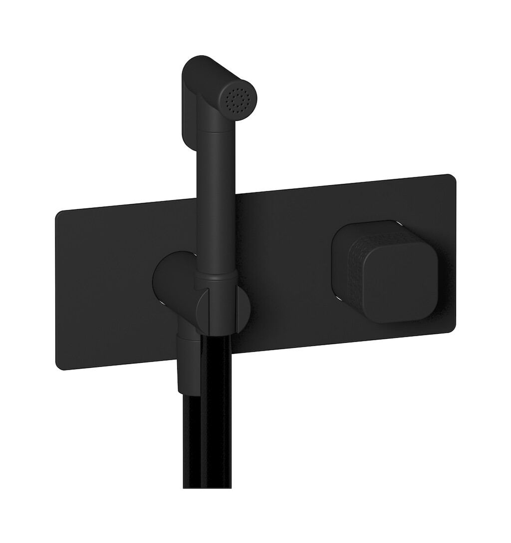 Внешние части гигенического душа со смесителем. WE ARE IB eo706np_2 Matt Black Elio