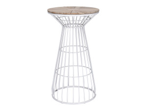 Высокий круглый алюминиевый и деревянный садовый стол