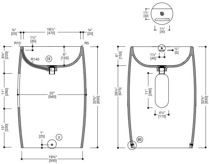 Sa0507 Напольная раковина стоящая овальная Blu Bathworks® Halo - Вид №3
