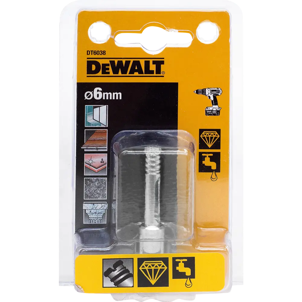 Сверло трубчатое алмазное по стеклу и керамике Dewalt DT6038 6 мм 82283721 STLM-2062931  - Вид №3